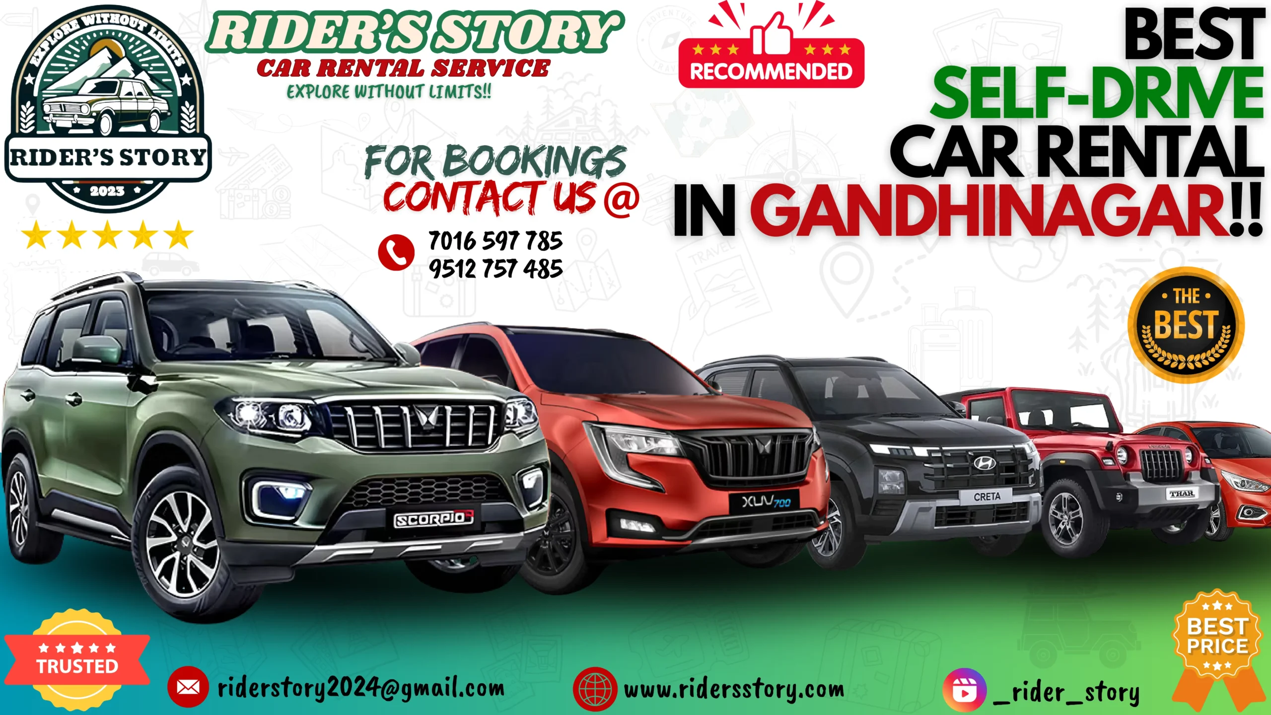 car rental in Gandhinagar with self drive cars