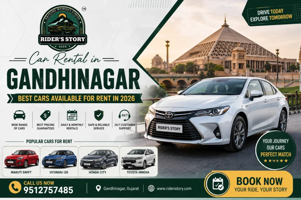 Car rental in Gandhinagar providing affordable cars for local travel, airport pickup, and business trips