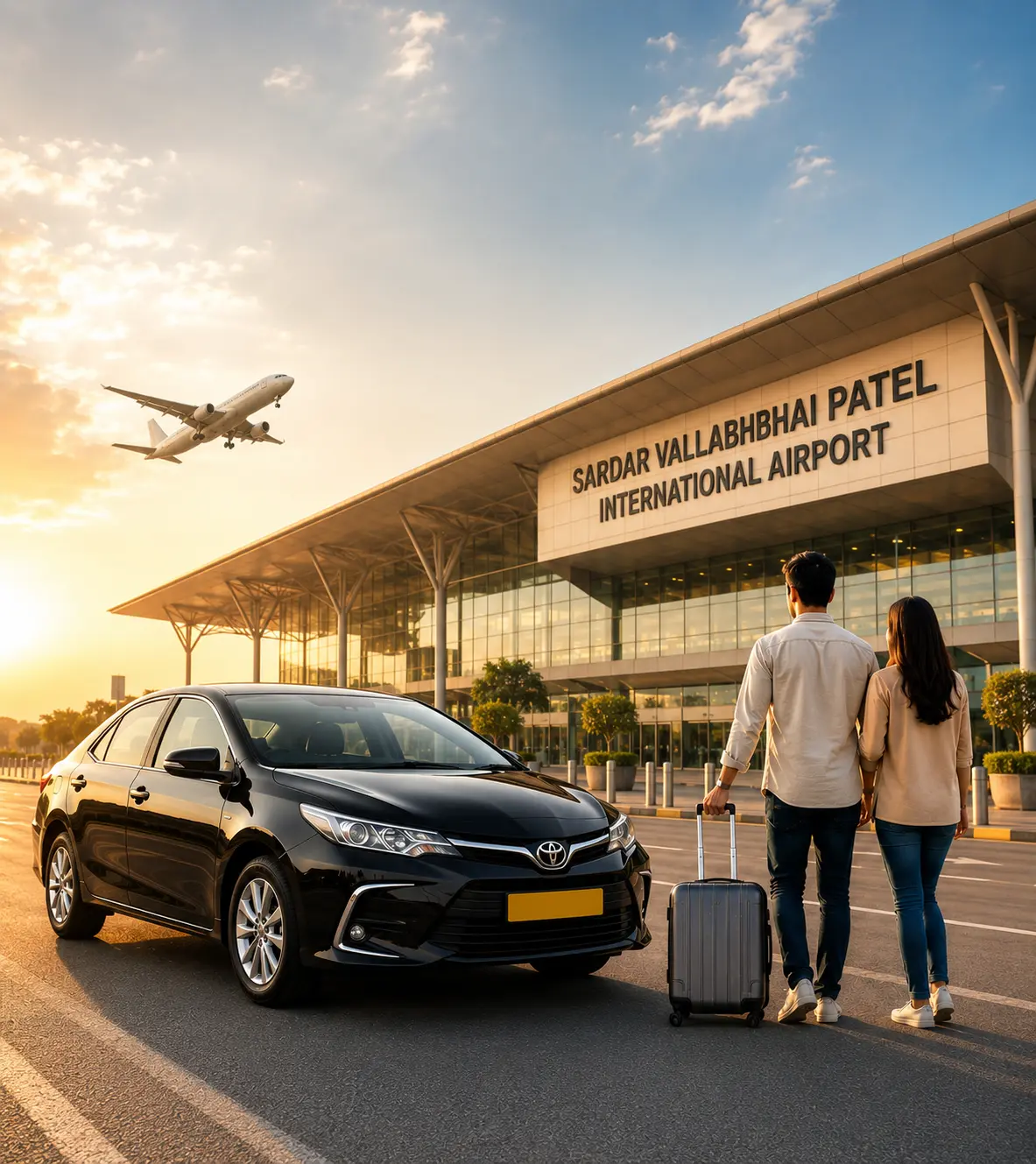 Ahmedabad Airport car rental offering convenient vehicle pickup and comfortable travel for local and outstation journeys