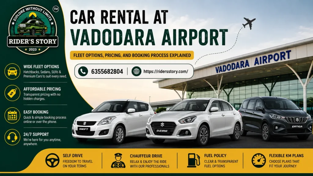 Car Rental in Vadodara Airport offering convenient vehicle pickup and comfortable travel for local and outstation journeys