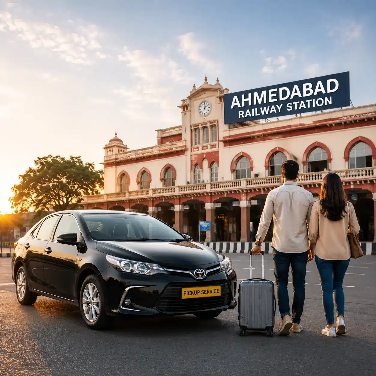 Car rental in Kalupur Railway Station offering convenient vehicle pickup and comfortable travel for local and outstation journeys