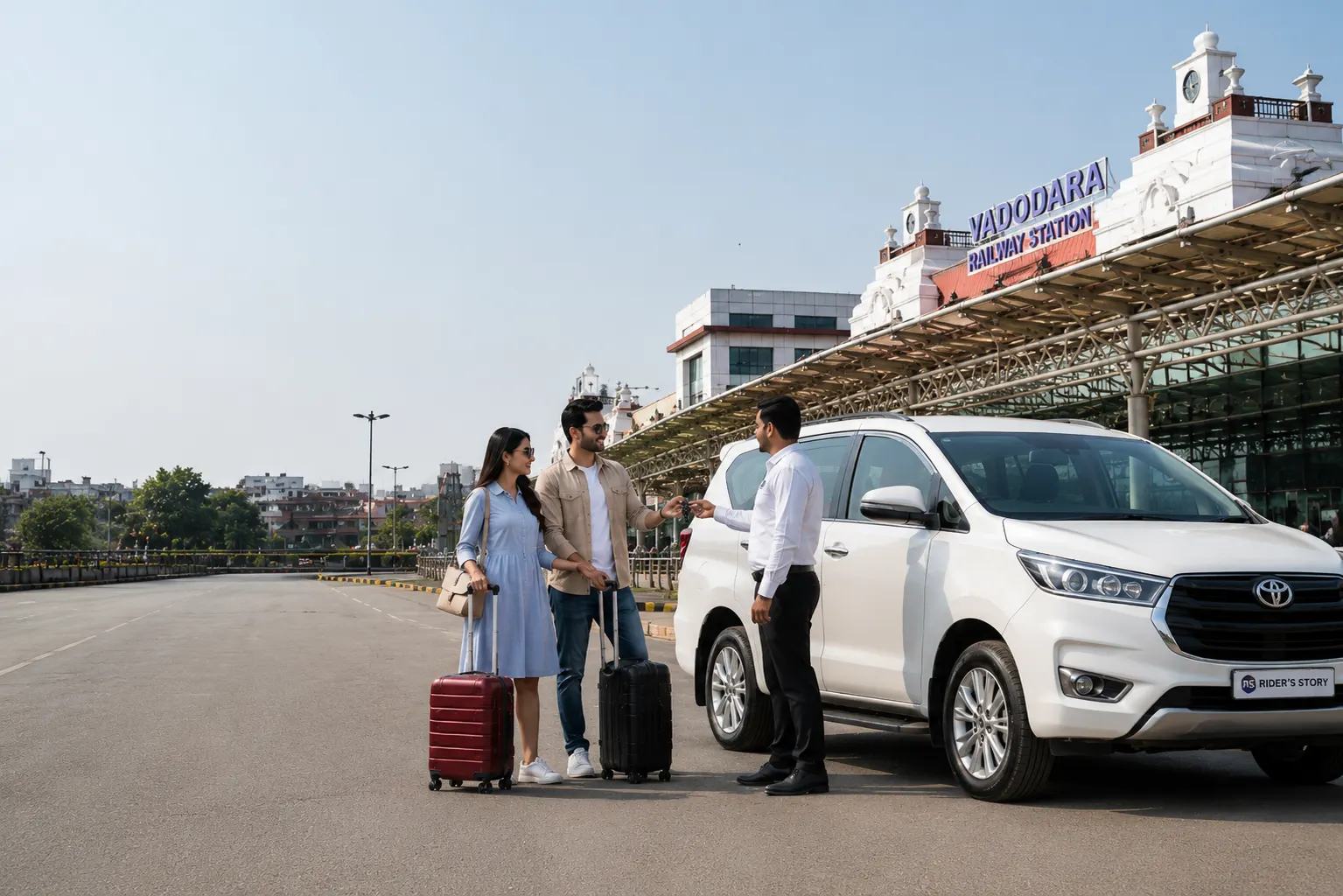 Car rental in Vadodara Railway Station offering convenient vehicle pickup and comfortable travel for local and outstation journeys