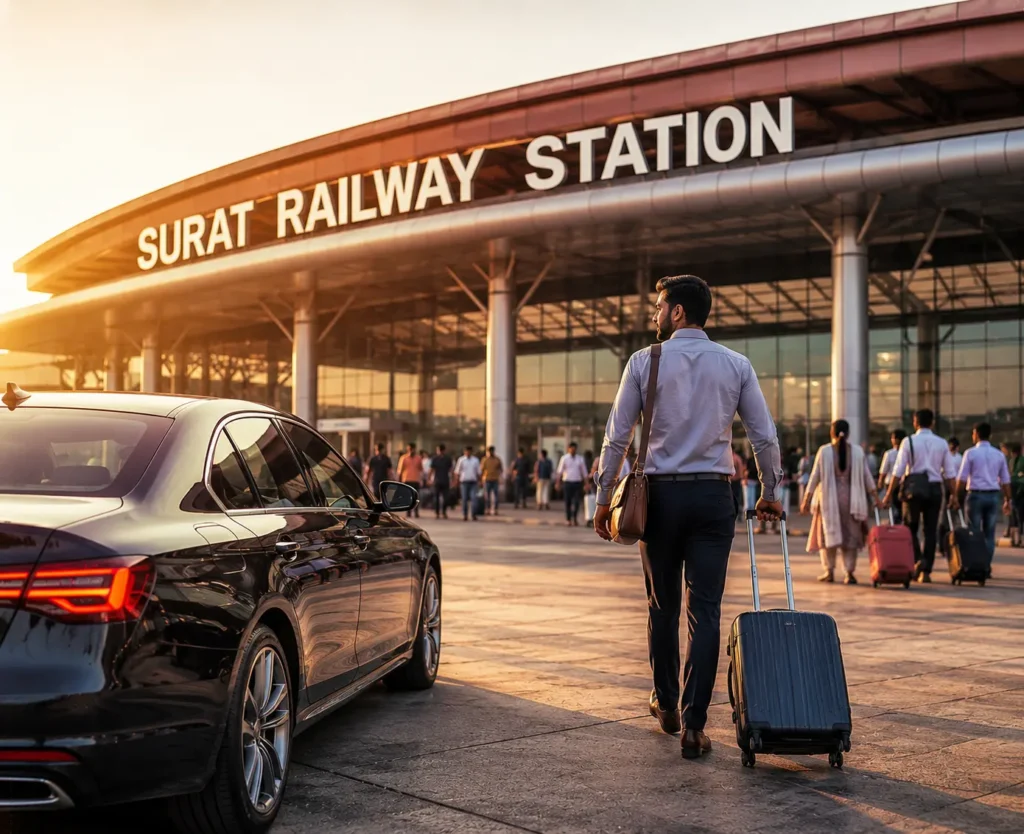 Surat Railway Station pickup service offering reliable transportation and comfortable travel from the railway station