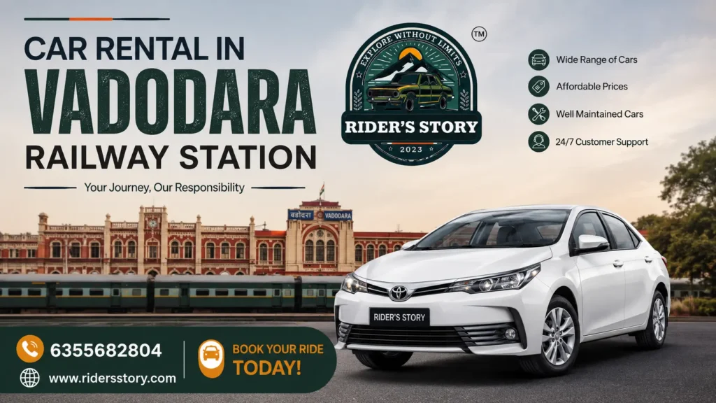 Car rental in Vadodara Railway Station offering reliable vehicles for local travel, airport transfers, and outstation journeys