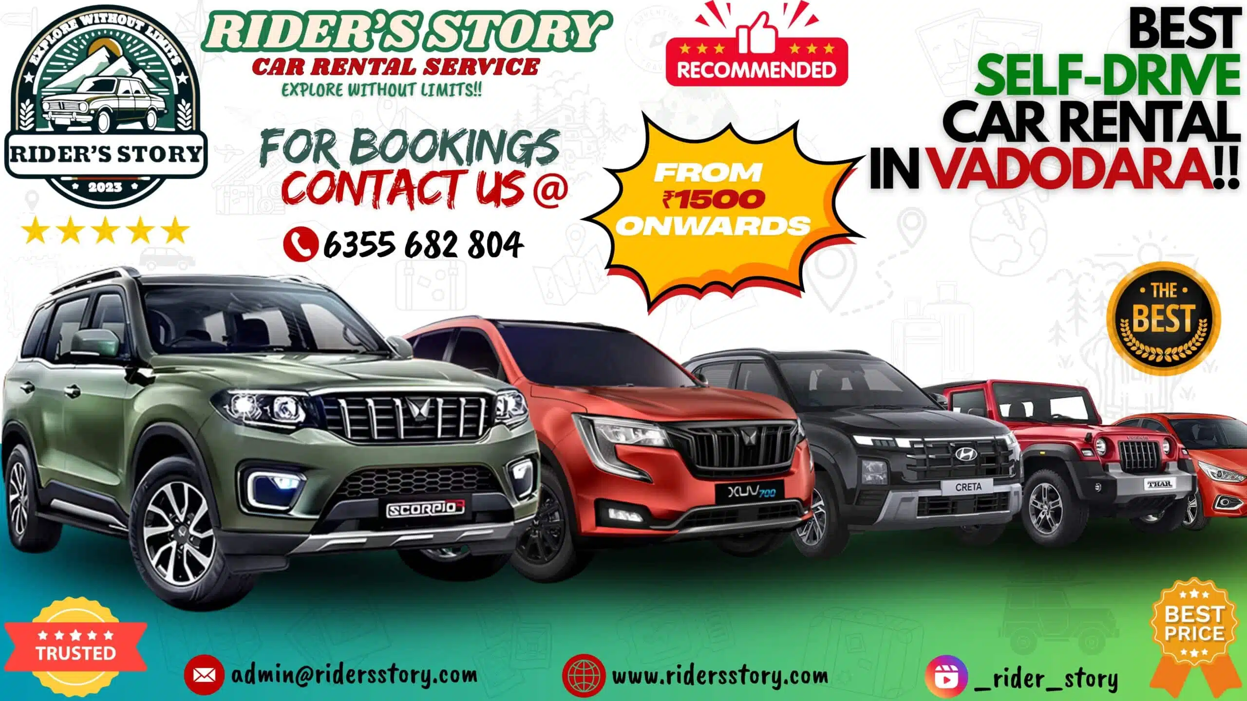 Self drive car rental service in Vadodara Gujarat